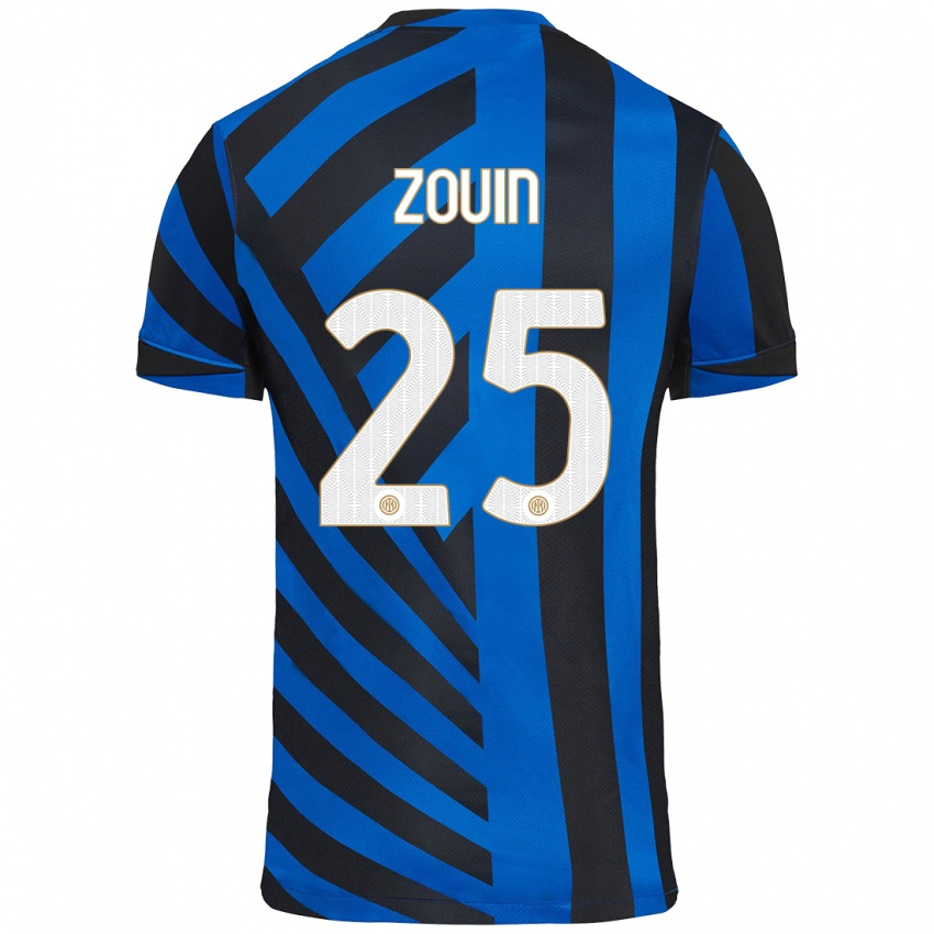 Enfant Maillot Aymen Zouin #25 Bleu Noir Tenues Domicile 2024/25 T-Shirt Belgique