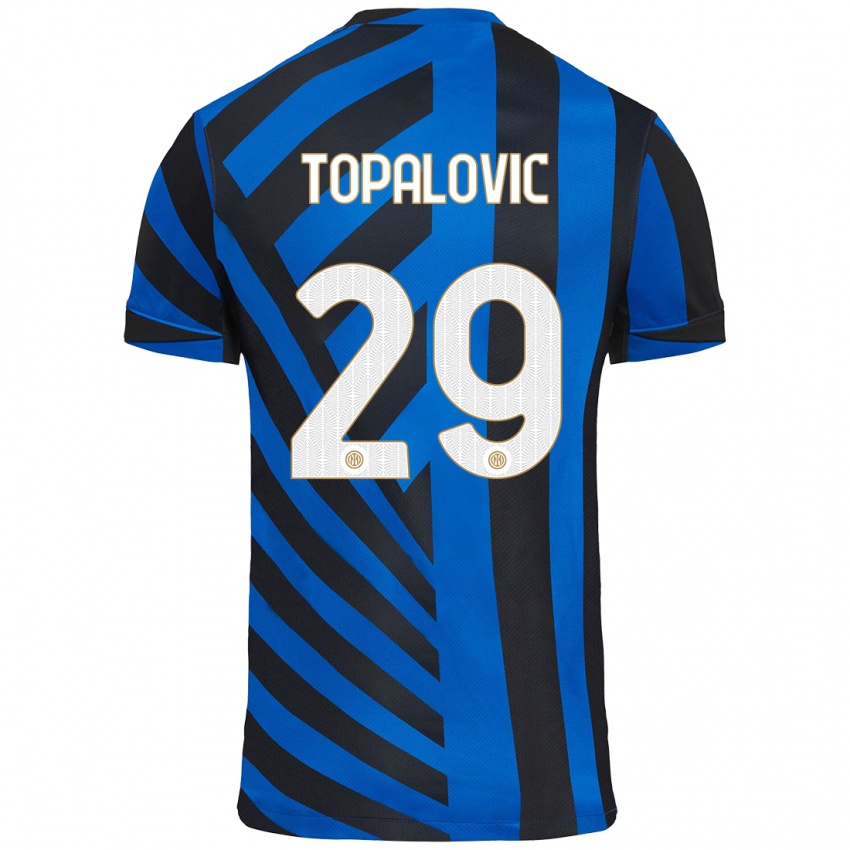 Enfant Maillot Luka Topalovic #29 Bleu Noir Tenues Domicile 2024/25 T-Shirt Belgique