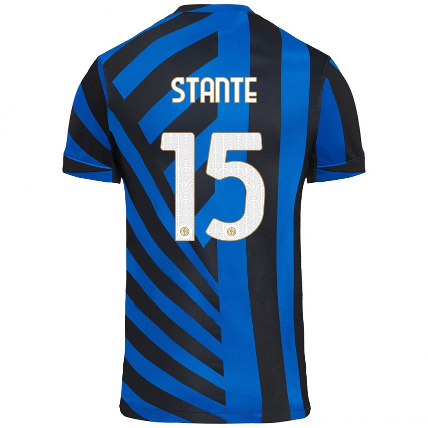 Enfant Maillot Francesco Stante #15 Bleu Noir Tenues Domicile 2024/25 T-Shirt Belgique