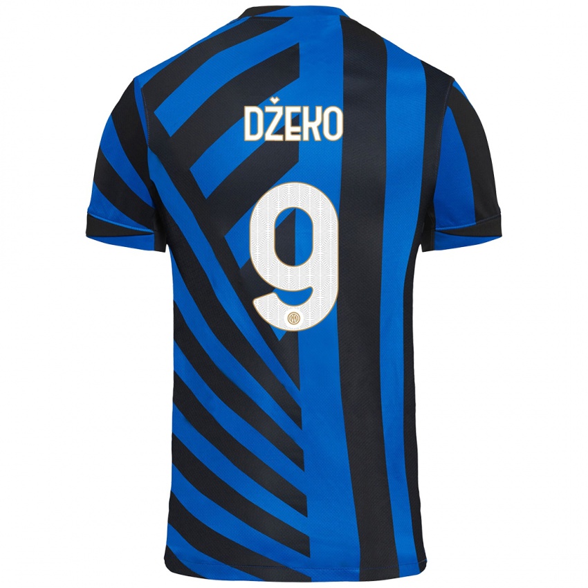 Enfant Maillot Edin Dzeko #9 Bleu Noir Tenues Domicile 2024/25 T-Shirt Belgique