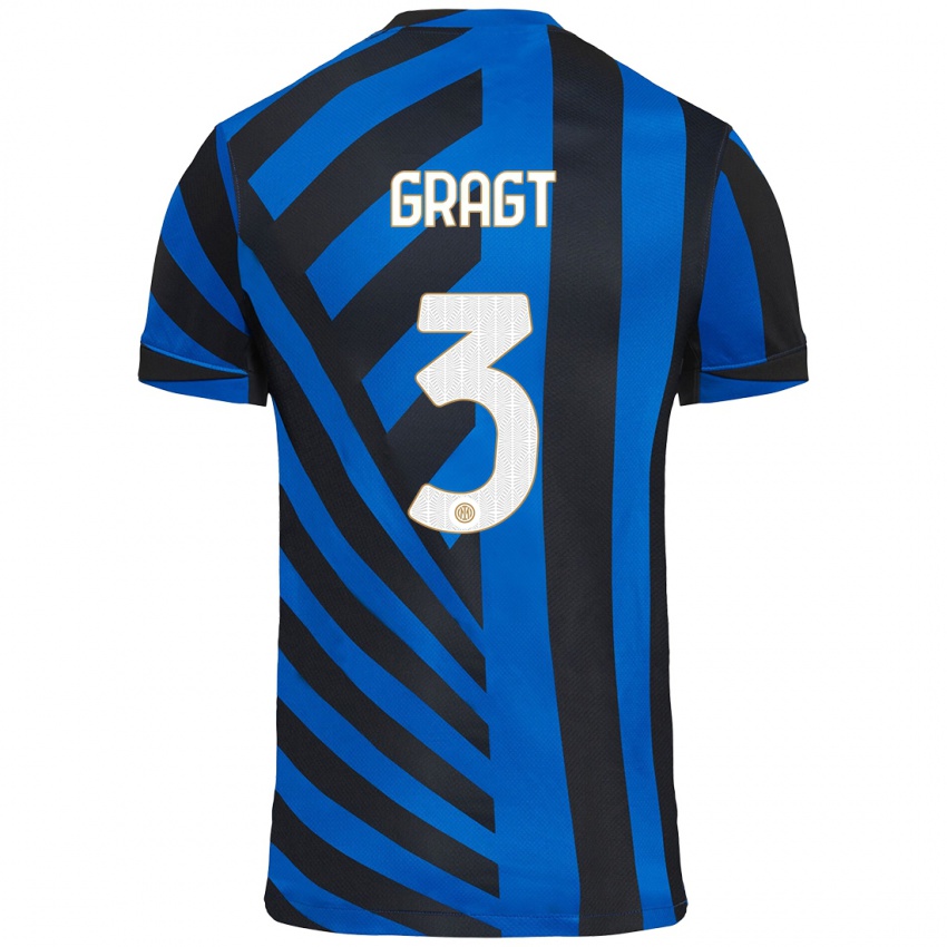 Kinderen Stefanie Van Der Gragt #3 Blauw Zwart Thuisshirt Thuistenue 2024/25 T-Shirt België