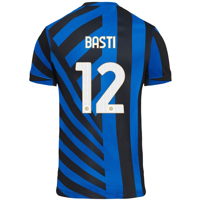 Kinderen Matteo Basti #12 Blauw Zwart Thuisshirt Thuistenue 2024/25 T-Shirt België