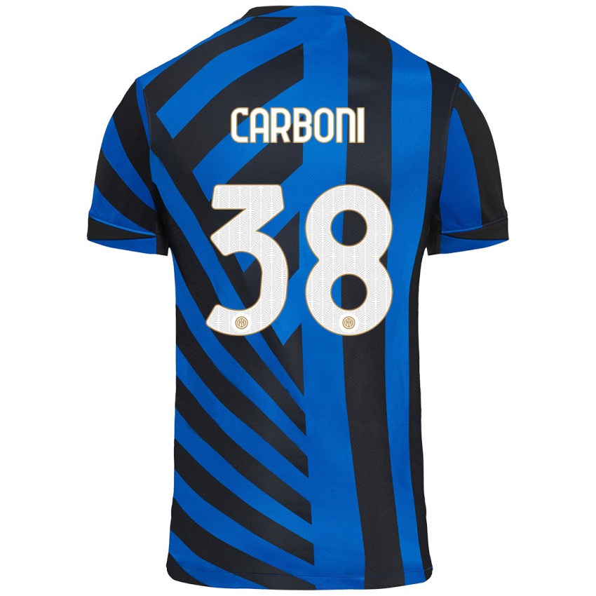 Kinder Valentin Carboni #38 Blau Schwarz Heimtrikot Trikot 2024/25 T-Shirt Belgien