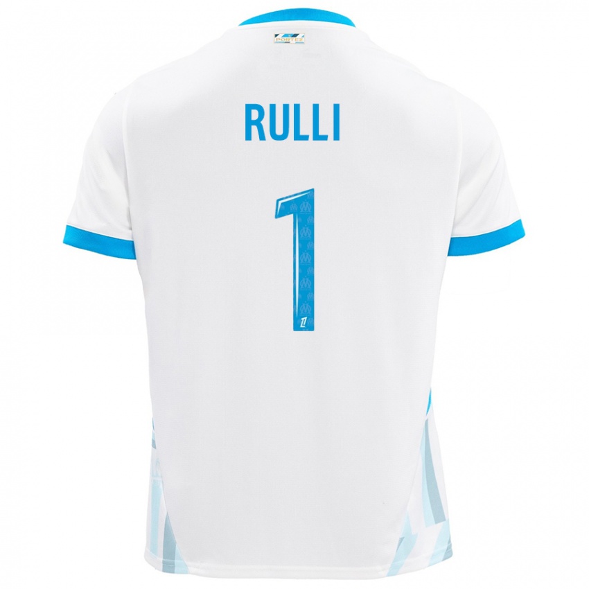 Enfant Maillot Gerónimo Rulli #1 Blanc Bleu Ciel Tenues Domicile 2024/25 T-Shirt Belgique