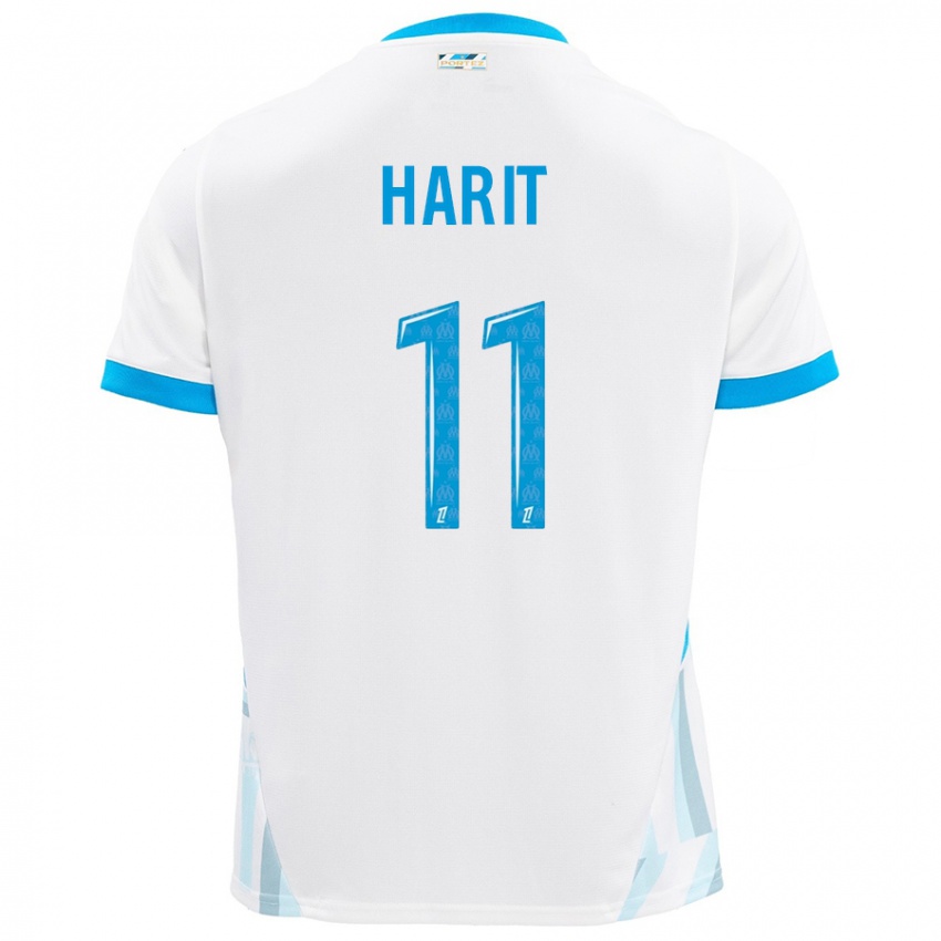 Enfant Maillot Amine Harit #11 Blanc Bleu Ciel Tenues Domicile 2024/25 T-Shirt Belgique