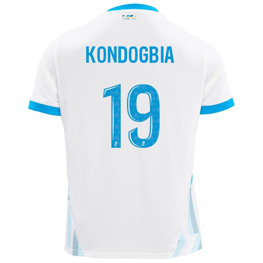 Enfant Maillot Geoffrey Kondogbia #19 Blanc Bleu Ciel Tenues Domicile 2024/25 T-Shirt Belgique