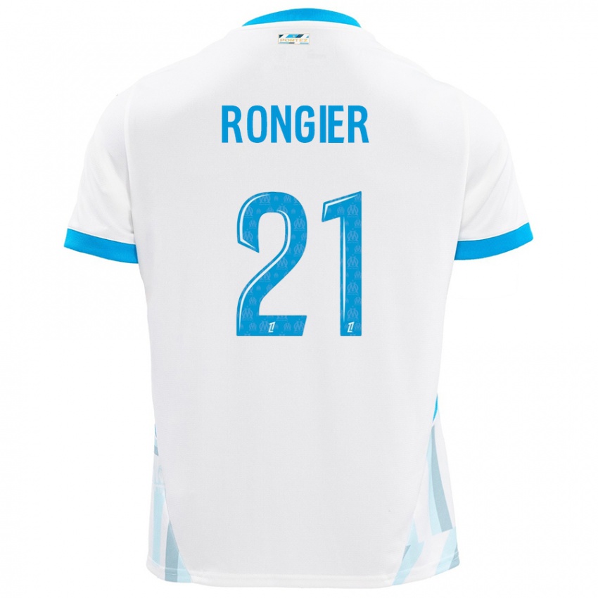 Enfant Maillot Valentin Rongier #21 Blanc Bleu Ciel Tenues Domicile 2024/25 T-Shirt Belgique