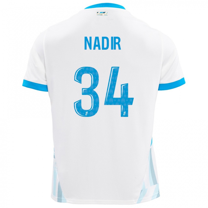 Kinderen Bilal Nadir #34 Wit Hemelsblauw Thuisshirt Thuistenue 2024/25 T-Shirt België