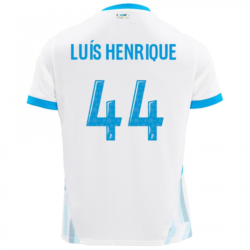 Enfant Maillot Luis Henrique #44 Blanc Bleu Ciel Tenues Domicile 2024/25 T-Shirt Belgique