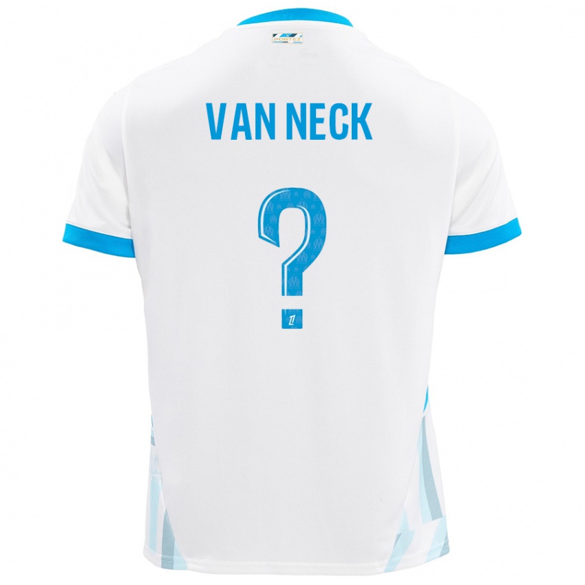 Enfant Maillot Jelle Van Neck #0 Blanc Bleu Ciel Tenues Domicile 2024/25 T-Shirt Belgique