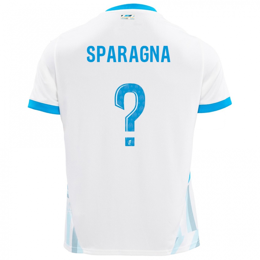 Enfant Maillot Stéphane Sparagna #0 Blanc Bleu Ciel Tenues Domicile 2024/25 T-Shirt Belgique