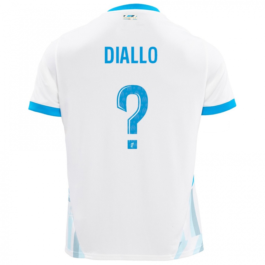 Enfant Maillot Mouhamed Diallo #0 Blanc Bleu Ciel Tenues Domicile 2024/25 T-Shirt Belgique