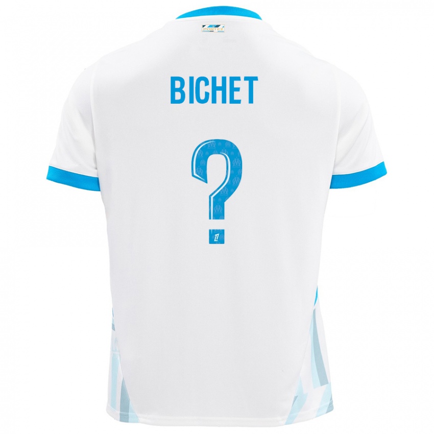 Enfant Maillot Tristan Bichet #0 Blanc Bleu Ciel Tenues Domicile 2024/25 T-Shirt Belgique