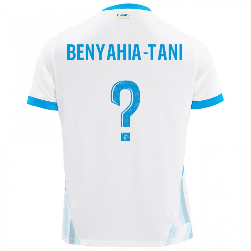 Enfant Maillot Aylan Benyahia-Tani #0 Blanc Bleu Ciel Tenues Domicile 2024/25 T-Shirt Belgique