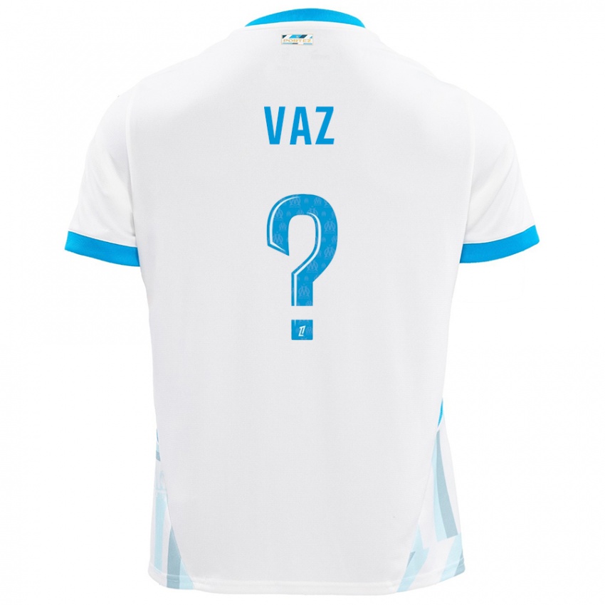 Enfant Maillot Robinio Vaz #0 Blanc Bleu Ciel Tenues Domicile 2024/25 T-Shirt Belgique