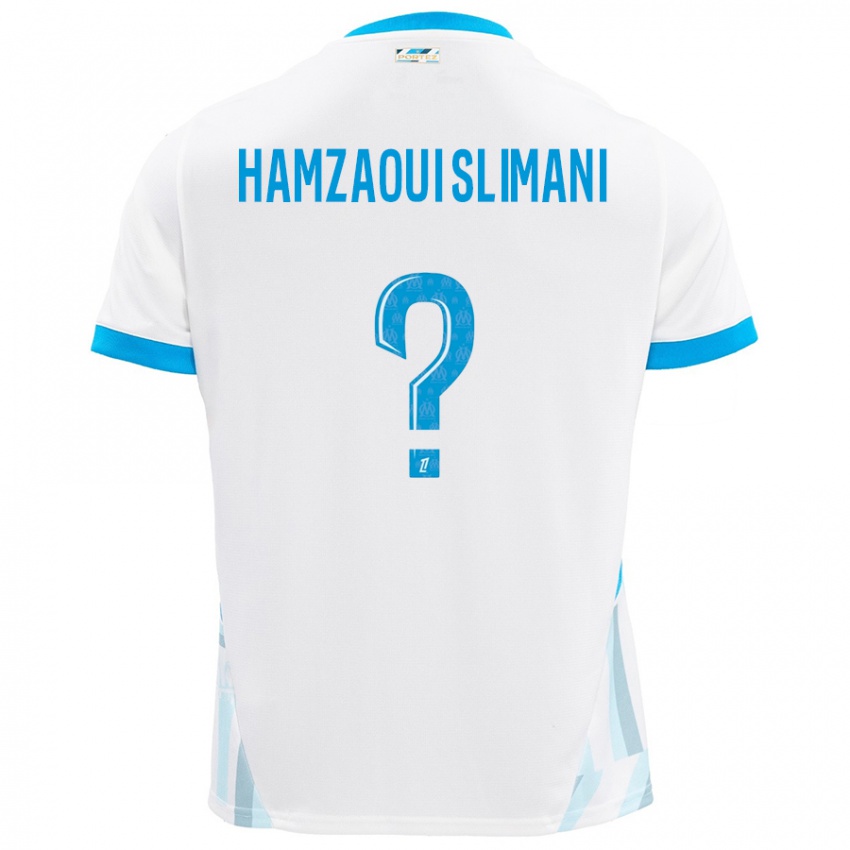 Enfant Maillot Hilan Hamzaoui Slimani #0 Blanc Bleu Ciel Tenues Domicile 2024/25 T-Shirt Belgique