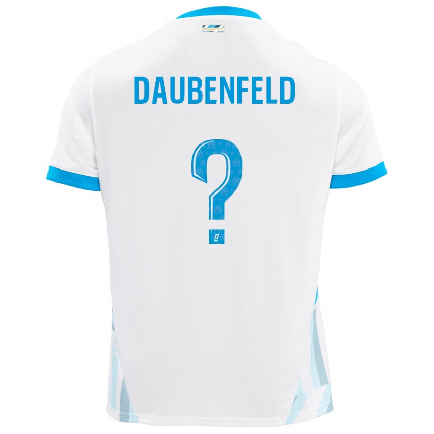 Enfant Maillot Lucas Daubenfeld #0 Blanc Bleu Ciel Tenues Domicile 2024/25 T-Shirt Belgique