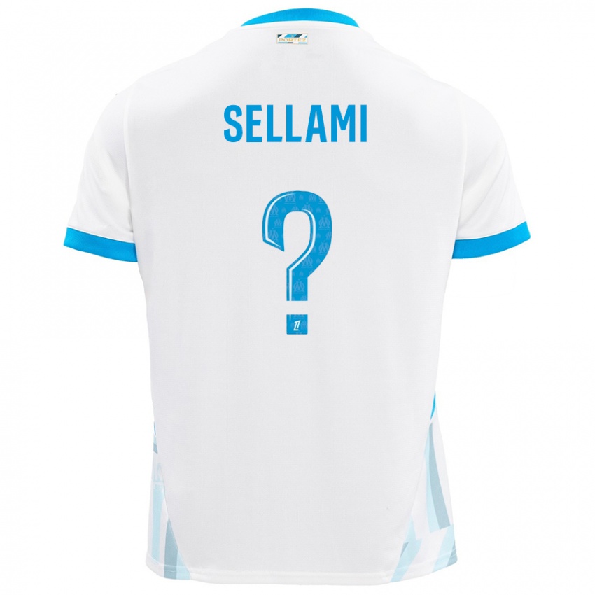 Enfant Maillot Yanis Sellami #0 Blanc Bleu Ciel Tenues Domicile 2024/25 T-Shirt Belgique