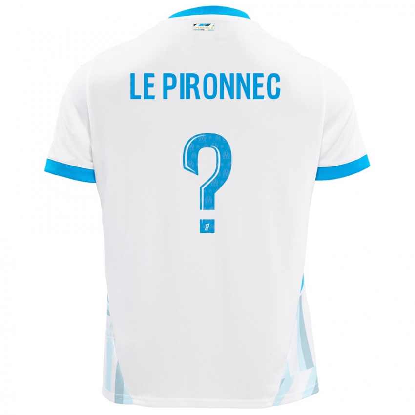 Enfant Maillot Kélian Le Pironnec #0 Blanc Bleu Ciel Tenues Domicile 2024/25 T-Shirt Belgique