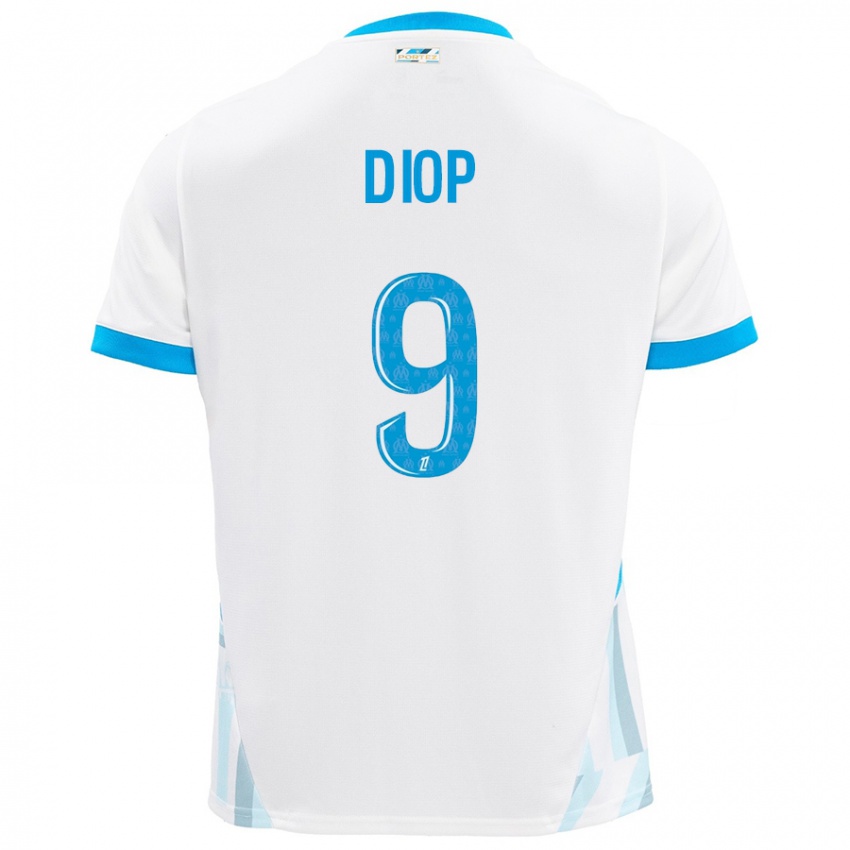 Enfant Maillot Mama Diop #9 Blanc Bleu Ciel Tenues Domicile 2024/25 T-Shirt Belgique