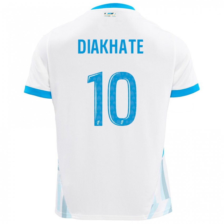 Enfant Maillot Ndeye Awa Diakhaté #10 Blanc Bleu Ciel Tenues Domicile 2024/25 T-Shirt Belgique