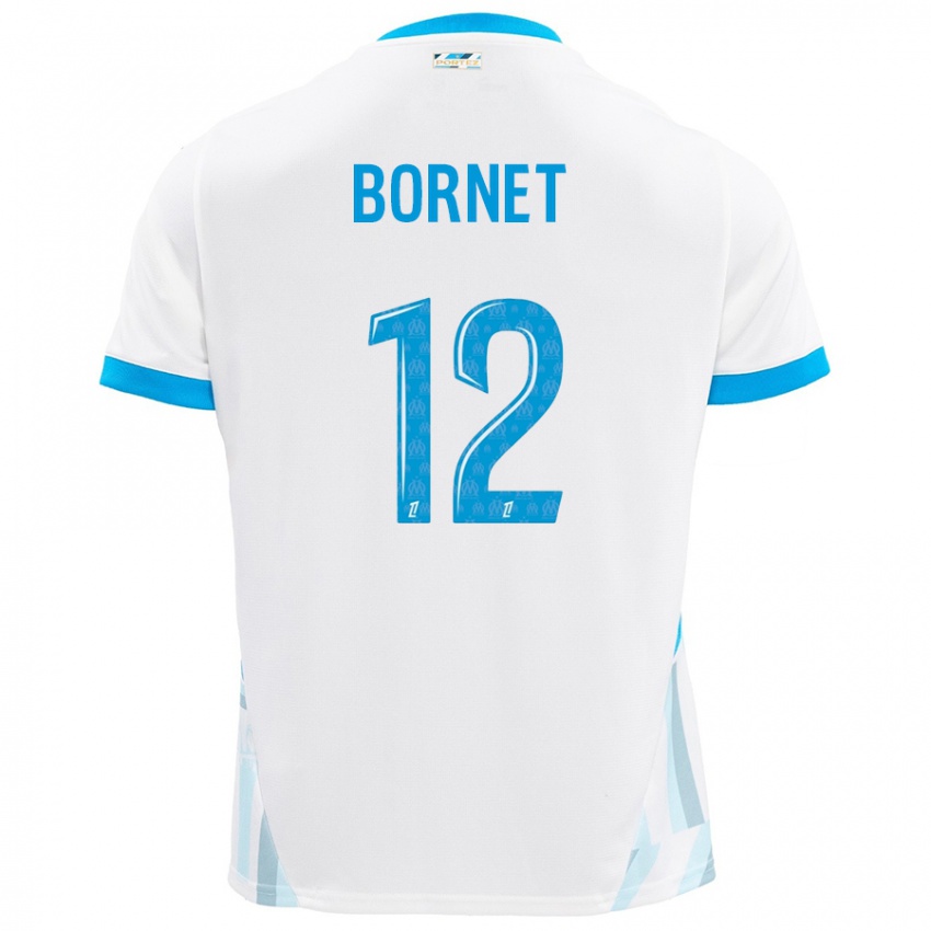 Enfant Maillot Camille Bornet #12 Blanc Bleu Ciel Tenues Domicile 2024/25 T-Shirt Belgique