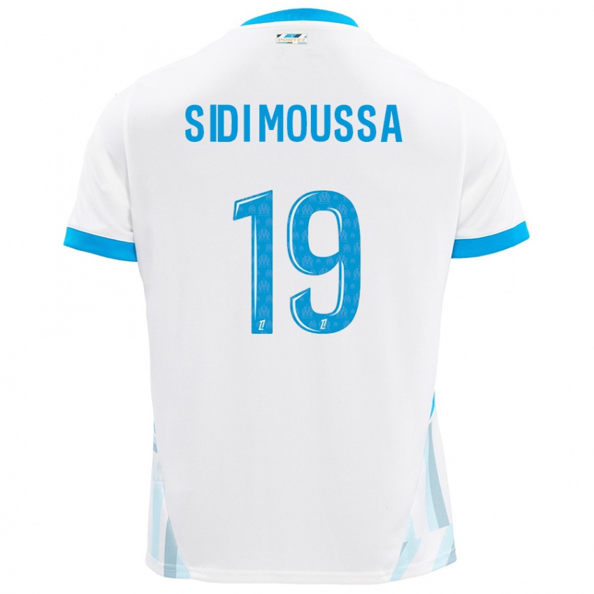 Enfant Maillot Salima Sidi Moussa #19 Blanc Bleu Ciel Tenues Domicile 2024/25 T-Shirt Belgique