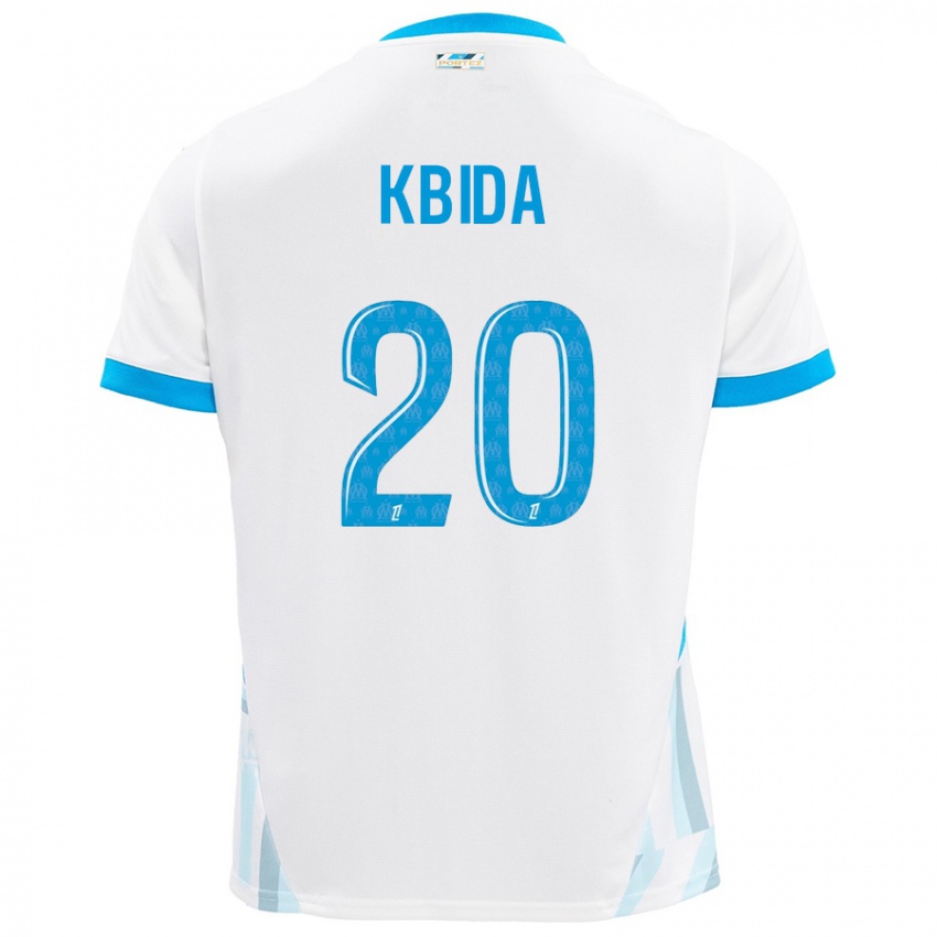 Enfant Maillot Inès Kbida #20 Blanc Bleu Ciel Tenues Domicile 2024/25 T-Shirt Belgique