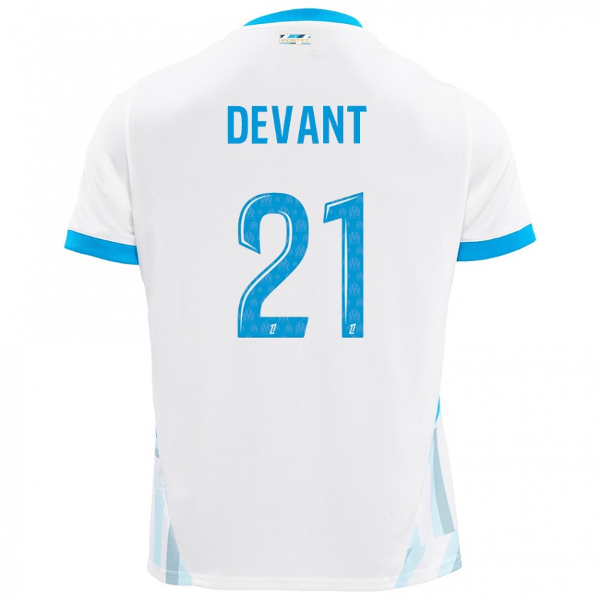 Enfant Maillot Caroline Devant #21 Blanc Bleu Ciel Tenues Domicile 2024/25 T-Shirt Belgique