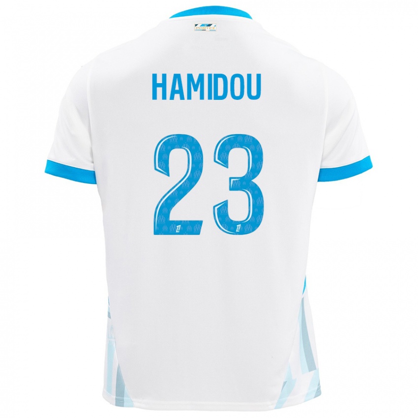 Enfant Maillot Jamila Hamidou #23 Blanc Bleu Ciel Tenues Domicile 2024/25 T-Shirt Belgique