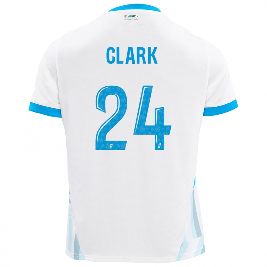 Enfant Maillot Ashley Clark #24 Blanc Bleu Ciel Tenues Domicile 2024/25 T-Shirt Belgique