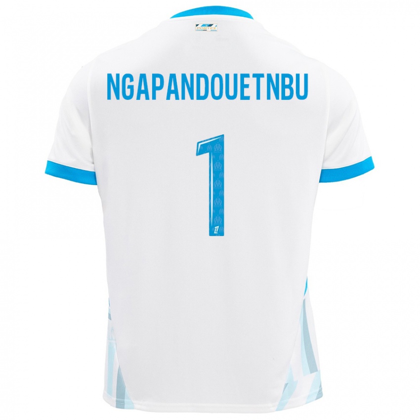 Enfant Maillot Simon Ngapandouetnbu #1 Blanc Bleu Ciel Tenues Domicile 2024/25 T-Shirt Belgique