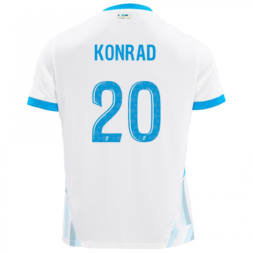 Kinderen Konrad De La Fuente #20 Wit Hemelsblauw Thuisshirt Thuistenue 2024/25 T-Shirt België