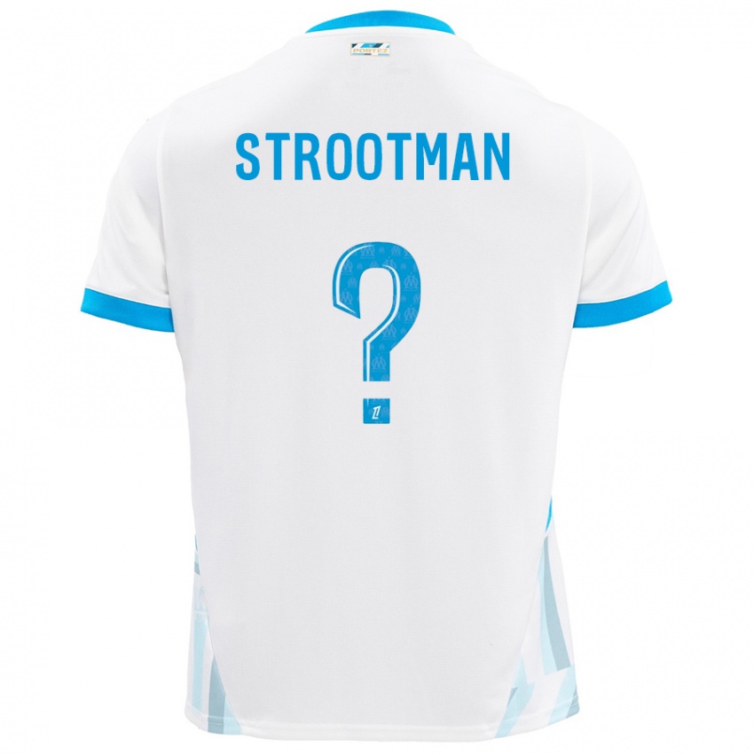 Kinderen Kevin Strootman #0 Wit Hemelsblauw Thuisshirt Thuistenue 2024/25 T-Shirt België