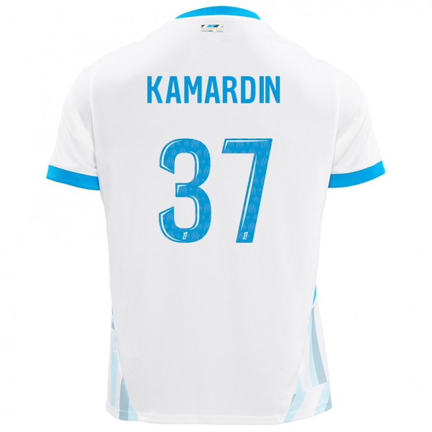 Enfant Maillot Aaron Kamardin #37 Blanc Bleu Ciel Tenues Domicile 2024/25 T-Shirt Belgique