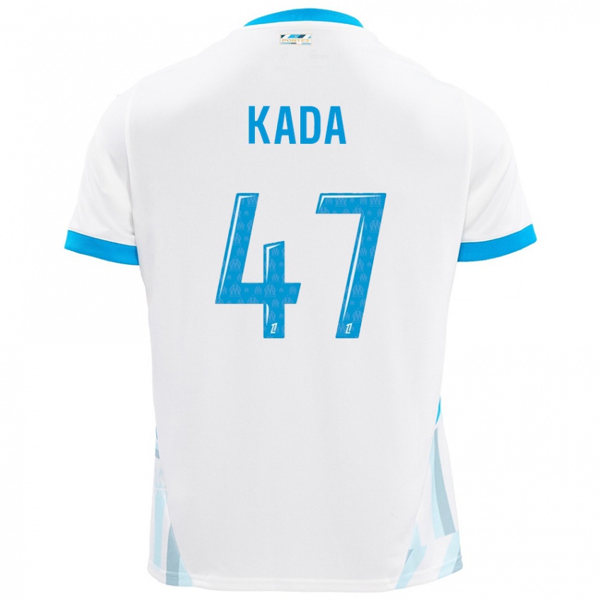 Enfant Maillot Joakim Kada #47 Blanc Bleu Ciel Tenues Domicile 2024/25 T-Shirt Belgique