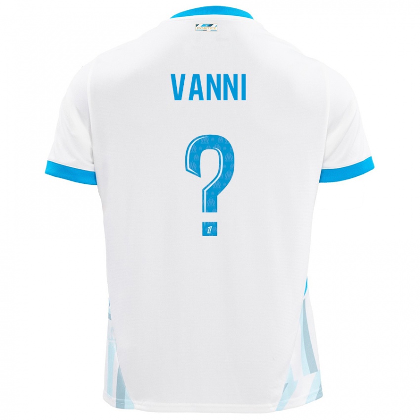 Enfant Maillot Fabio Vanni #0 Blanc Bleu Ciel Tenues Domicile 2024/25 T-Shirt Belgique