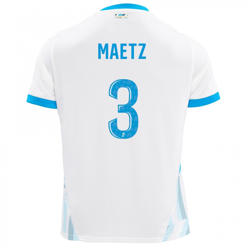 Enfant Maillot Agathe Maetz #3 Blanc Bleu Ciel Tenues Domicile 2024/25 T-Shirt Belgique