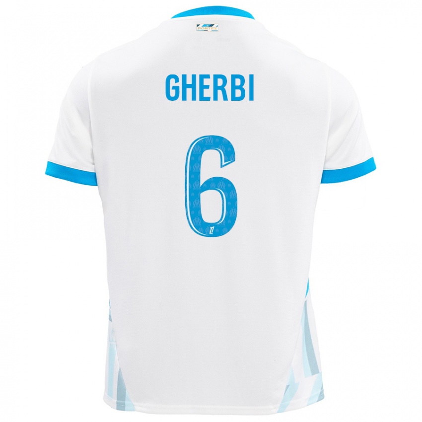 Enfant Maillot Candice Gherbi #6 Blanc Bleu Ciel Tenues Domicile 2024/25 T-Shirt Belgique