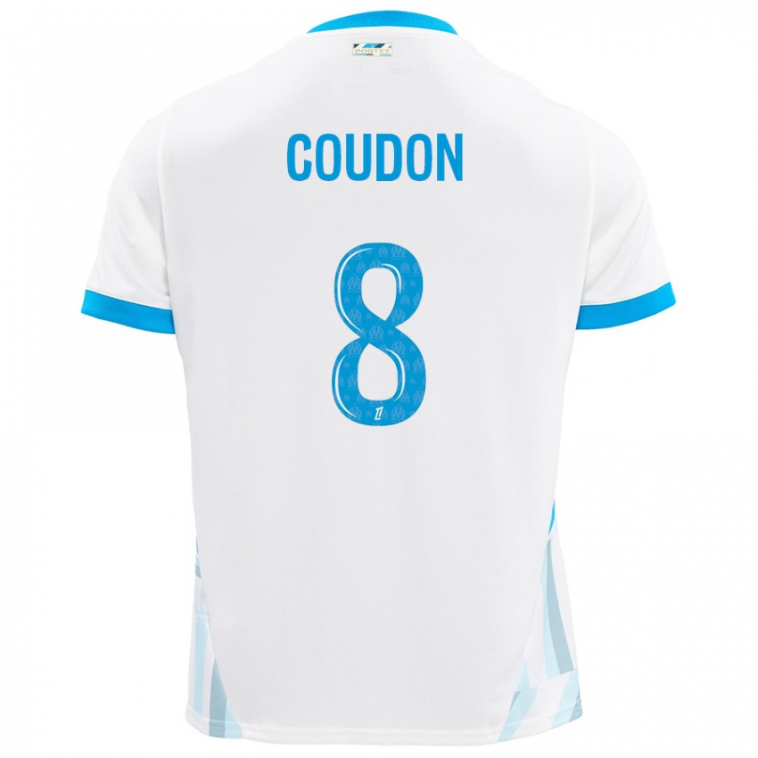 Enfant Maillot Marine Coudon #8 Blanc Bleu Ciel Tenues Domicile 2024/25 T-Shirt Belgique