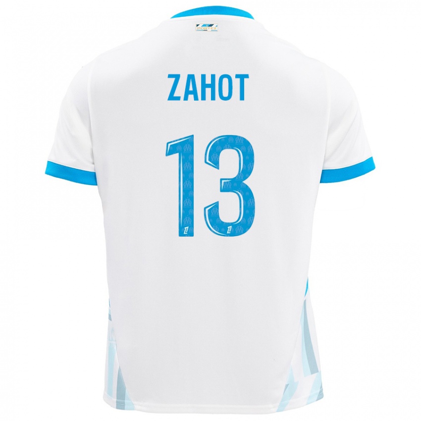 Enfant Maillot Sarah Zahot #13 Blanc Bleu Ciel Tenues Domicile 2024/25 T-Shirt Belgique