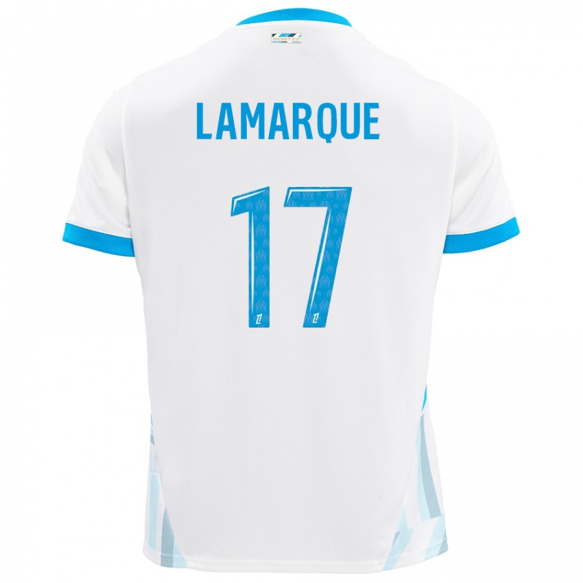 Enfant Maillot Alais Lamarque #17 Blanc Bleu Ciel Tenues Domicile 2024/25 T-Shirt Belgique