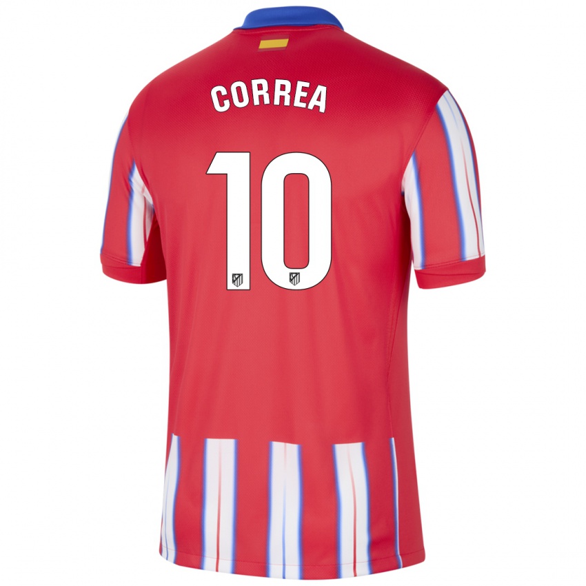 Kinder Angel Correa #10 Rot Weiß Blau Heimtrikot Trikot 2024/25 T-Shirt Belgien