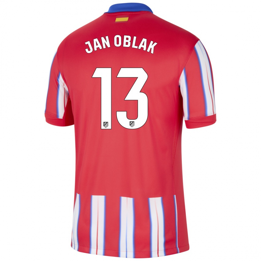 Kinderen Jan Oblak #13 Rood Wit Blauw Thuisshirt Thuistenue 2024/25 T-Shirt België