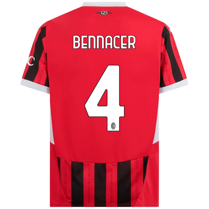 Kinderen Ismael Bennacer #4 Rood Zwart Thuisshirt Thuistenue 2024/25 T-Shirt België