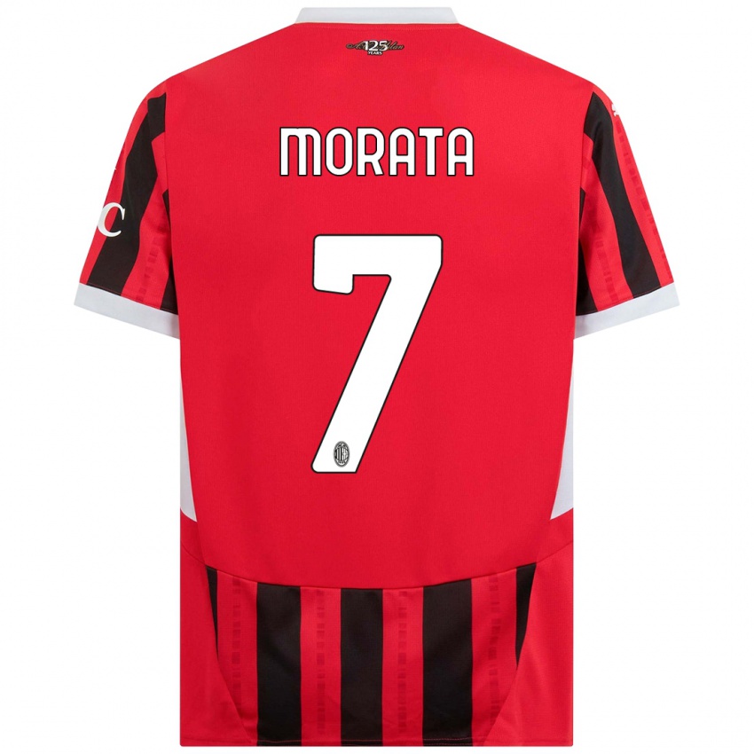 Kinderen Alvaro Morata #7 Rood Zwart Thuisshirt Thuistenue 2024/25 T-Shirt België