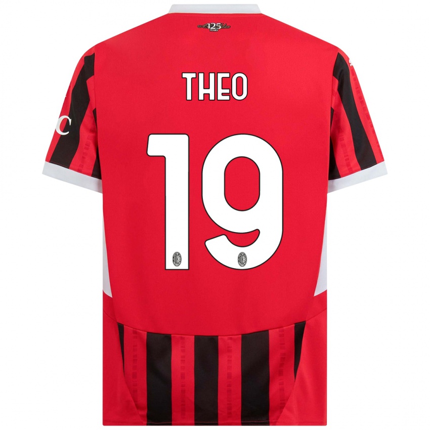 Kinderen Theo Hernandez #19 Rood Zwart Thuisshirt Thuistenue 2024/25 T-Shirt België