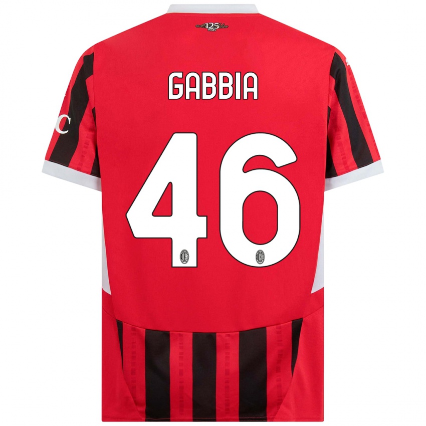 Kinderen Matteo Gabbia #46 Rood Zwart Thuisshirt Thuistenue 2024/25 T-Shirt België