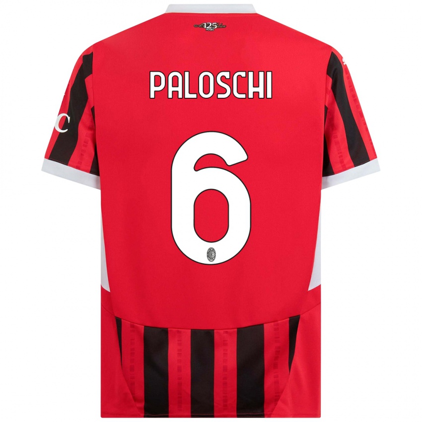 Kinderen Dorian Paloschi #6 Rood Zwart Thuisshirt Thuistenue 2024/25 T-Shirt België