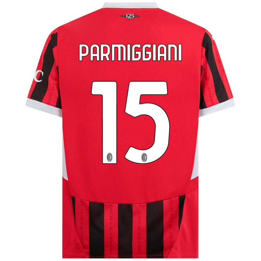 Kinderen Pietro Parmiggiani #15 Rood Zwart Thuisshirt Thuistenue 2024/25 T-Shirt België